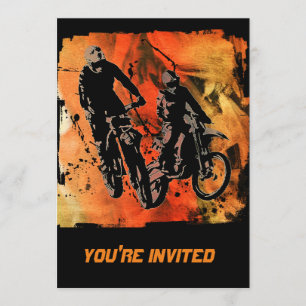 Convite Dirtbiker Duo Red e Orange Grunge