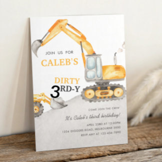 Convite Dirty 3RD-Y Construction 3rd Birthday Party