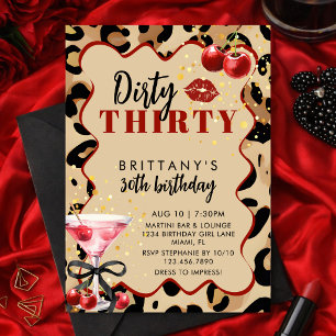 Convite Dirty Thirty Cherry Martini Glam 30º Aniversário