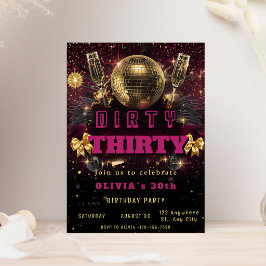 Convite Dirty Thirty Disco Birthday Invitation
