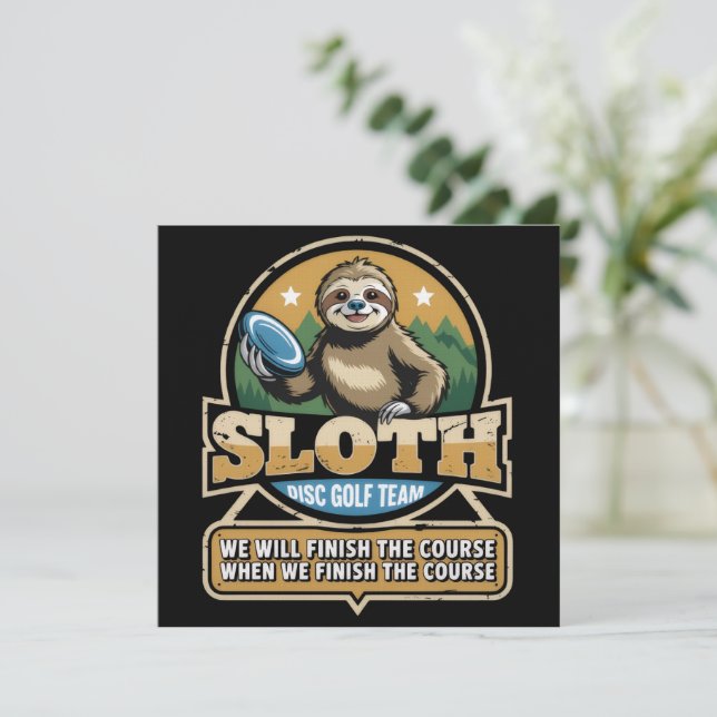 Convite Disc Golfer Funny Sloth Disc Golf Player Golfer (Em pé/Frente)