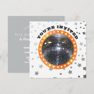 Convite Disco 70s retro da festa de aniversário | da dança