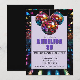 Convite Disco Aniversário Roxo Preto