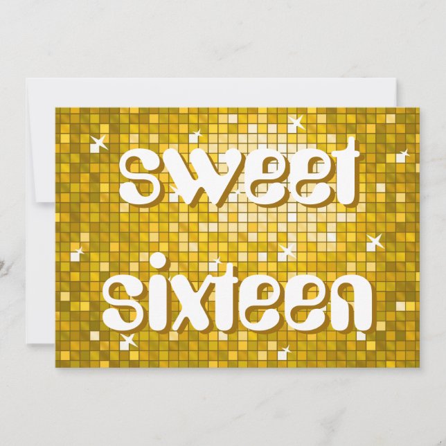 Convite Disco Azulejos "Dourado" "doce dezesseis" texto am (Frente)