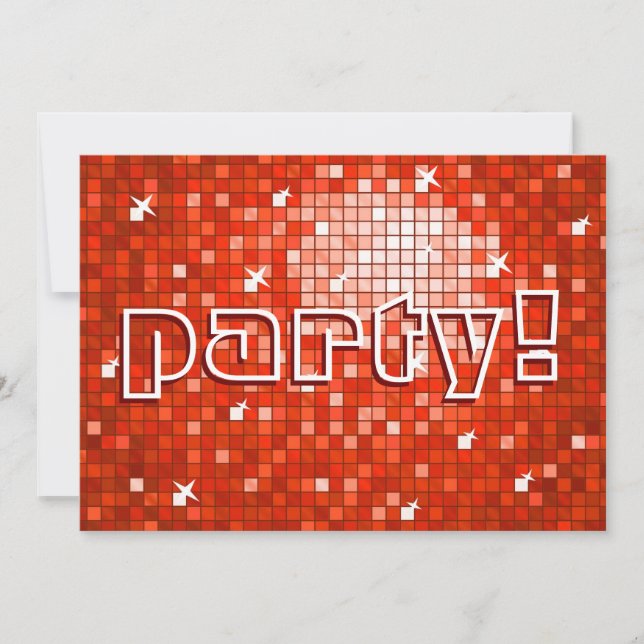 Convite Disco Azulejos Red 'party!'convite (Frente)