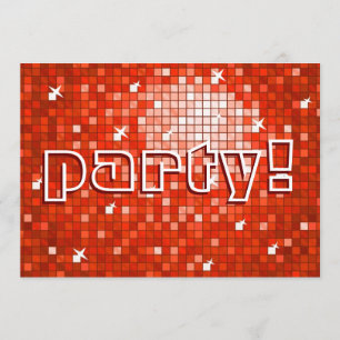 Convite Disco Azulejos Red 'party!'convite