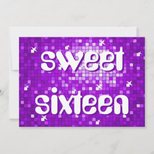 Convite Disco Azulejos Roxo texto amelia 'doce dezesseis'