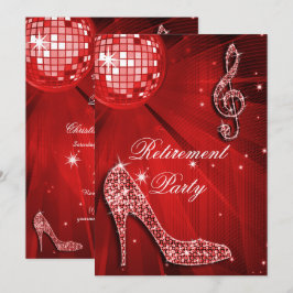 Convite Disco Ball and Sparkle Heels Red Retirement