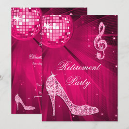 Convite Disco Ball and Sparkle Heels Retimento Rosa