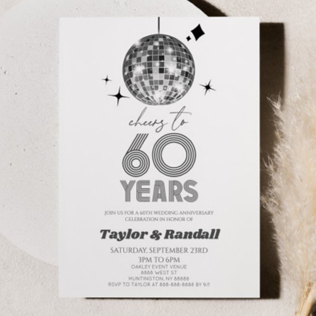 Convite Disco Ball Anima-Se A 60 Anos De Casamento (Criador carregado)