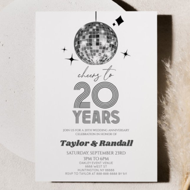 Convite Disco Ball Aplaude 20 Anos Casando Aniversário (Criador carregado)