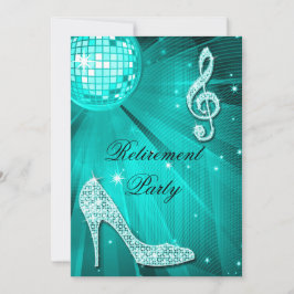 Convite Disco Ball e Sparkle Heels Retimento Teal