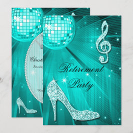 Convite Disco Ball e Sparkle Heels Retimento Teal