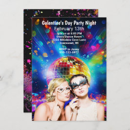 Convite Disco Ball Galentine Day Girls Party Night