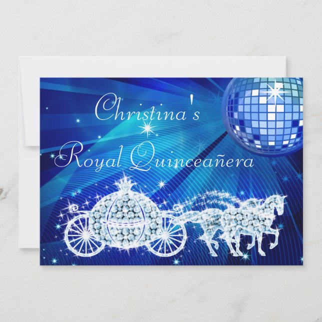 Convite Disco Ball, Princesa Treinadora e Cavalos Quinceañ (Frente)