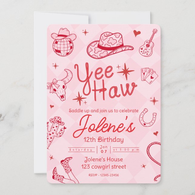 Convite Disco Cowgirl Invitation (Frente)