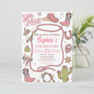 Convite Disco Cowgirl Nashville Pink Rodeo Birthday Party