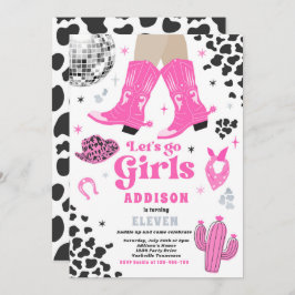 Convite Disco Cowgirl Nashville Pink Rodeo Festa de aniver