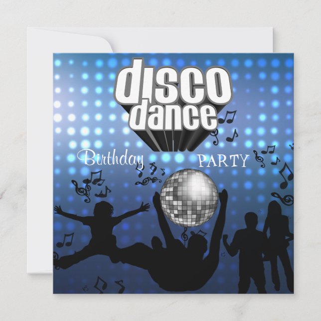 Convite Disco Dança Festa de Aniversário Retro (Frente)