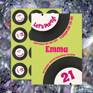 Convite Disco de Aniversário de 21 anos Personalizado Colo