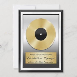 Convite Disco de Ouro Aniversário de Bodas de Ouro Novidad
