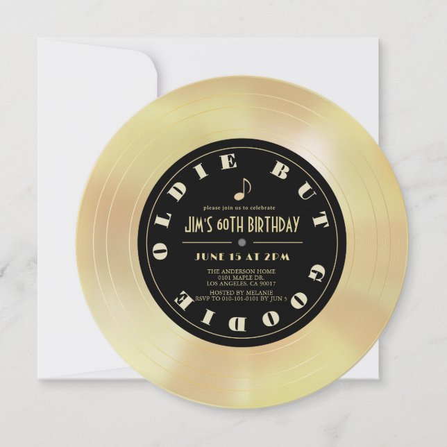 Convite Disco de Ouro/Disco de Vinil Aniversário de 60 ano (Frente)