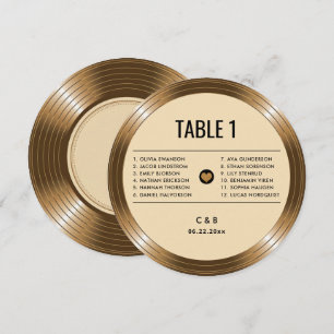 Convite Disco de Vinil LP Vintage Dourado Mesa de Casament