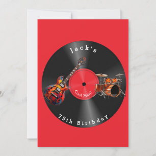 Convite Disco de Vinil Retro de Aniversário Música de Rock