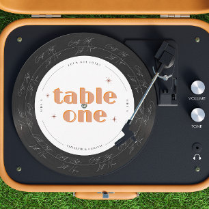 Convite Disco de Vinil Retro de Música   Número da Mesa de