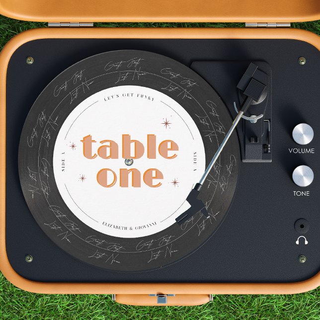Convite Disco de Vinil Retro de Música | Número da Mesa de (Criador carregado)