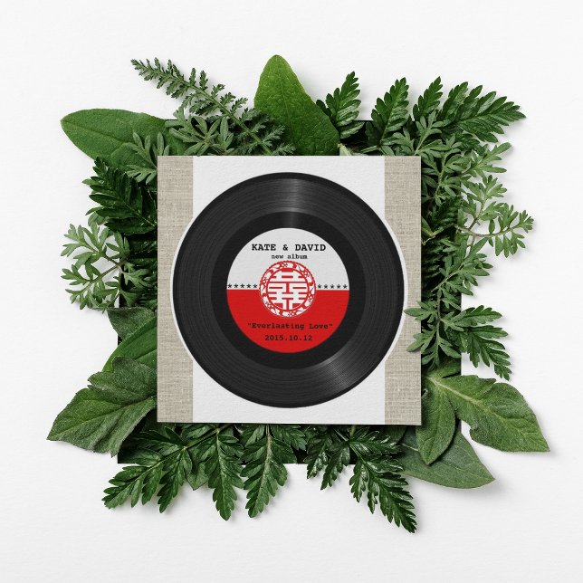 Convite Disco de Vinil Retro Dupla Felicidade Casamento (Criador carregado)