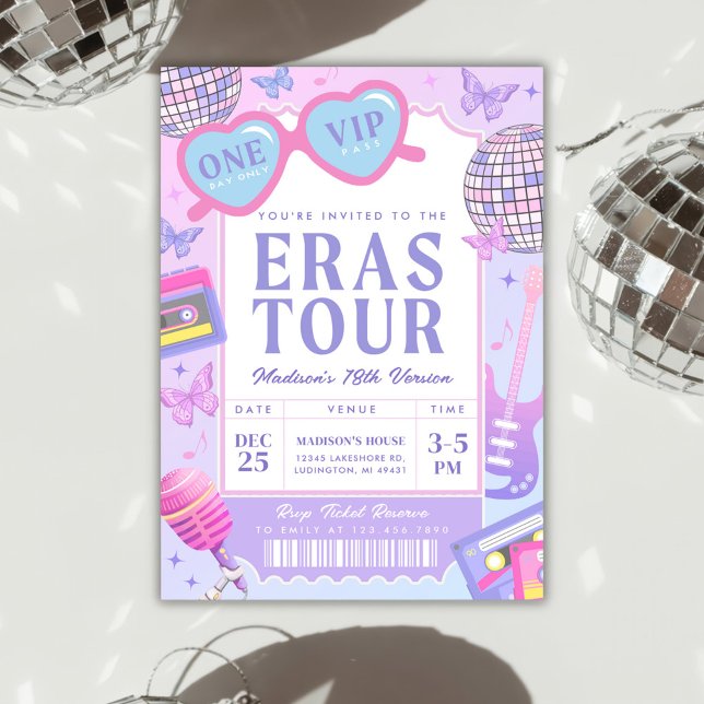 Convite Disco Roxo No Meu Aniversário (Criador carregado)