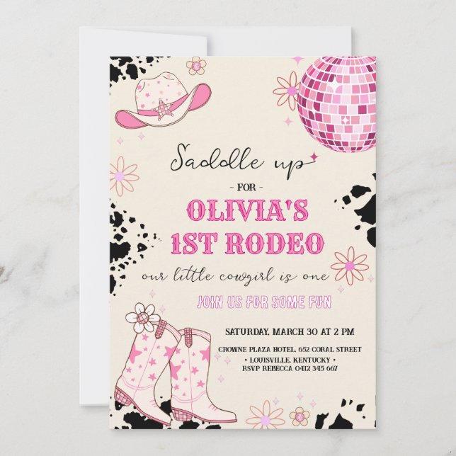 Convite Disco Western Primeiro Aniversário (Frente)