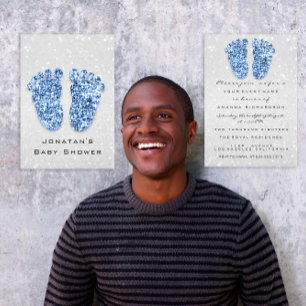 Convite Dissipador de Chá de fraldas de brilho azul de pr