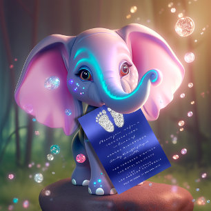 Convite Dissipadores Chá de fraldas azul de prata