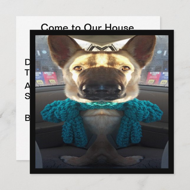 Convite Distorção espelhada do german shepherd (Frente/Verso)