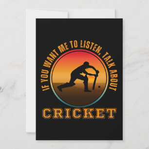 Convite Dito engraçado de críquete Silhueta vintage jogado