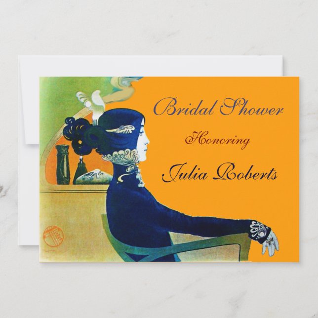 CONVITE DIVA NA FESTA DE CHÁ DE PANELA DO MONOGRAMA AZUL (Frente)