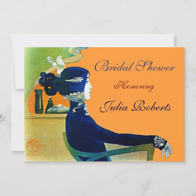 CONVITE DIVA NA FESTA DE CHÁ DE PANELA DO MONOGRAMA AZUL (Frente)