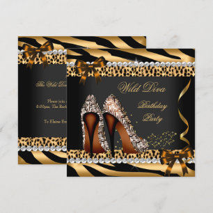 Convite Diva Selvagem Leopard Zebra Hi Heels Festa de Aniv
