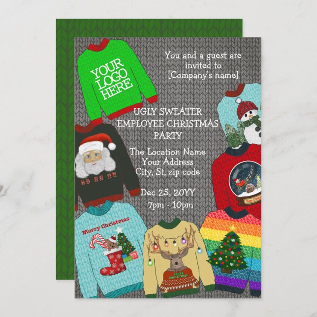 Convite Diversão Adicionar Logotipo Camisa Feia Empresa Fe (Frente/Verso)