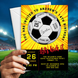 Convite Diversão Amarelo Texto Personalizado no Aniversári
