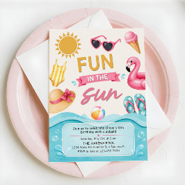 Convite Diversão Ao Sol Festa De Aniversário De Verão Na P