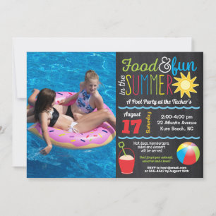 Convite Diversão ao Sol Festa de Verão na Piscina Quadro d