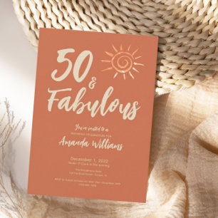 Convite Diversão Boho 50 e Fabuloso Terracotta Aniversário
