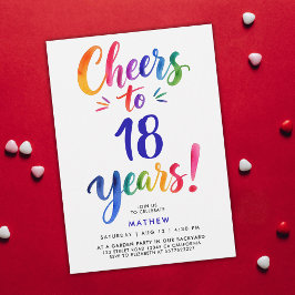 Convite Diversão Colorida Azul Brindes Aos 18 Anos Letra A