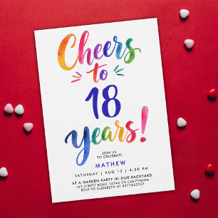 Convite Diversão Colorida Azul Brindes Aos 18 Anos Letra A