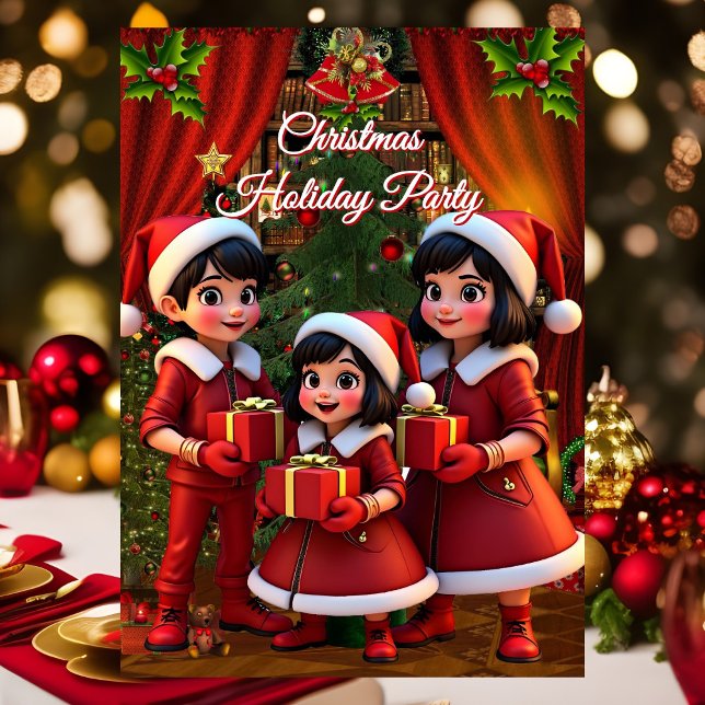 Convite Diversão Crianças Natal Férias Presentes Vermelhos (Criador carregado)