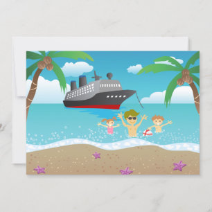 Convite Diversão Cruzeiro de Praia Família Tropical