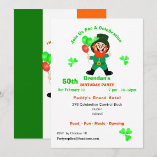 Convite Diversão da Festa de aniversário irlandesa Lepre